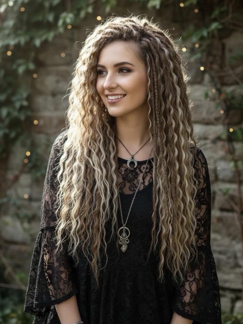 Handmade DE Push-Up Curly Dreads Set, 50 DE, 23 in, Full Head, Exclusive