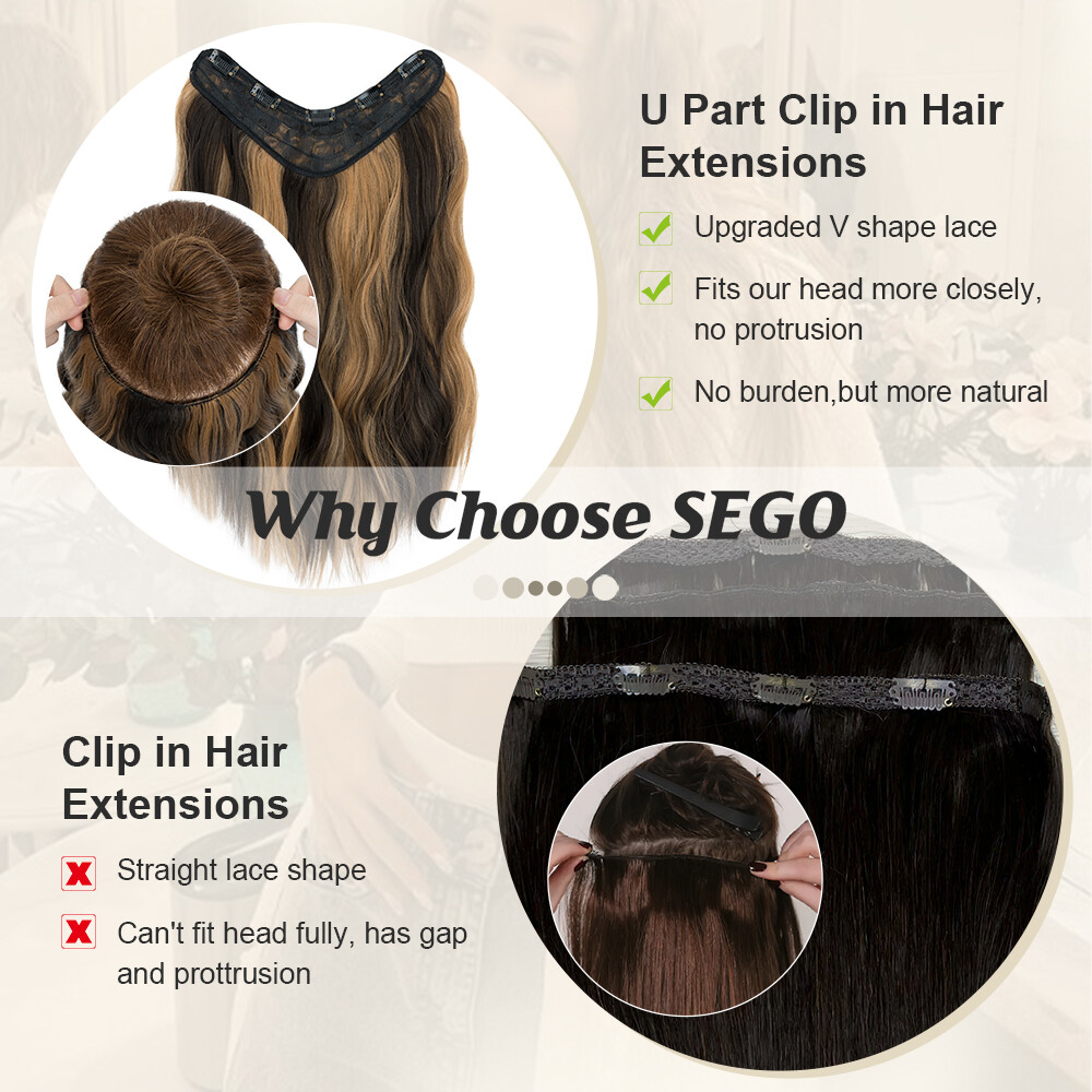 One Piece THICK 100% Real Natural Clip in Hair Extensions 3/4 Full Head as human