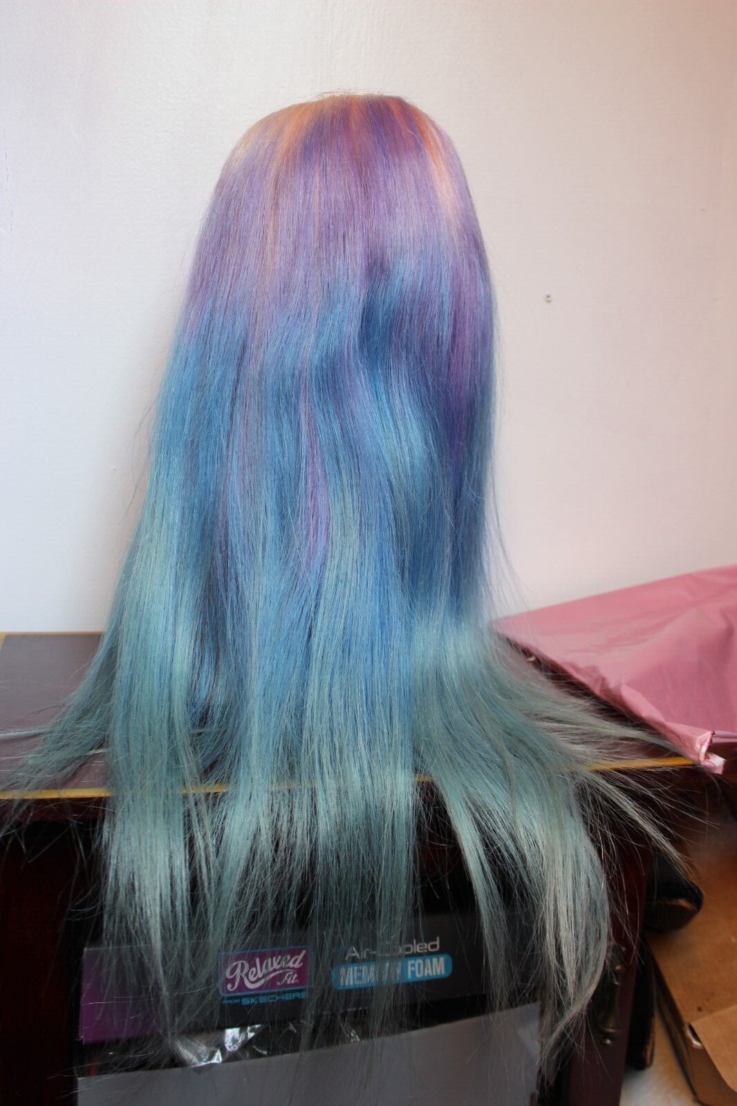 colorful lace front full lace human hair wig pink blue purple size medium