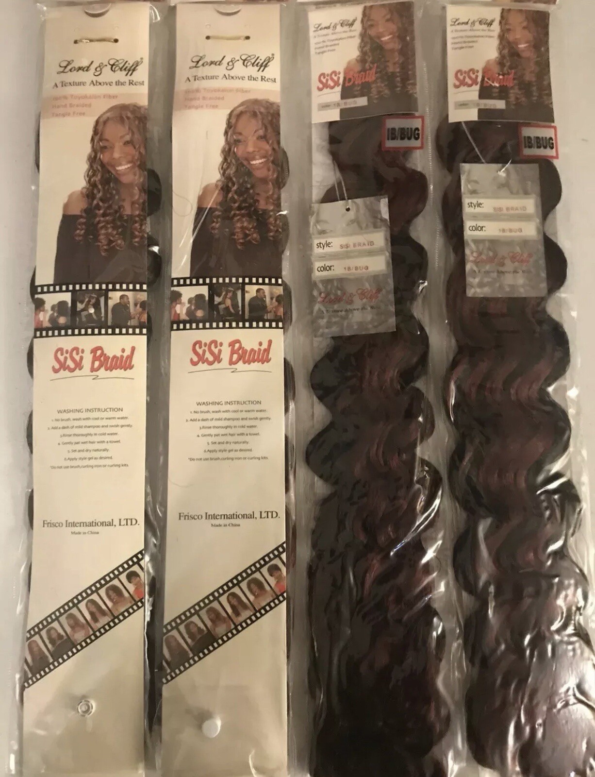 Lot Of 4 – Lord & Cliff SiSi Braid Wavy 20” Toyokalon Fiber Color: 1B/BUG