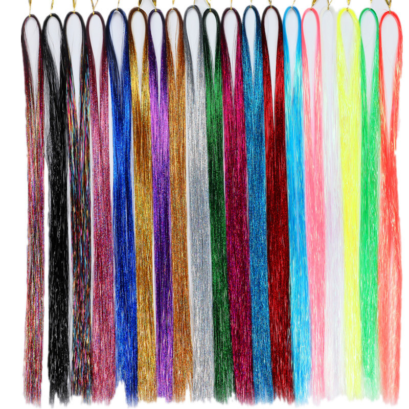 Hair tinsel 450 Strands Holographic Sparkle Extensions Glitter Women Dazzles