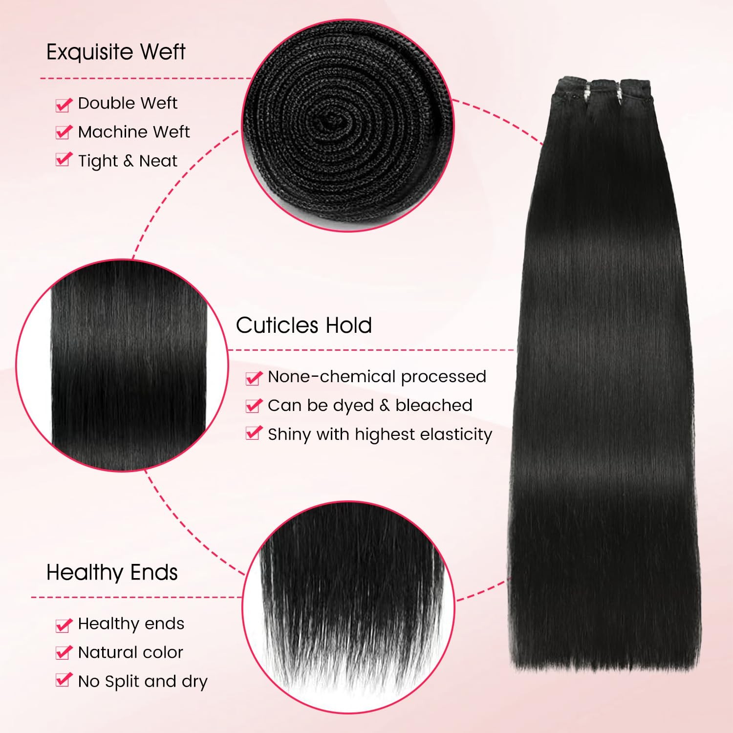 Yifute 16A Human Hair Bundles, 10 10 10 10 Inch Brazilian Straight Bundles Human