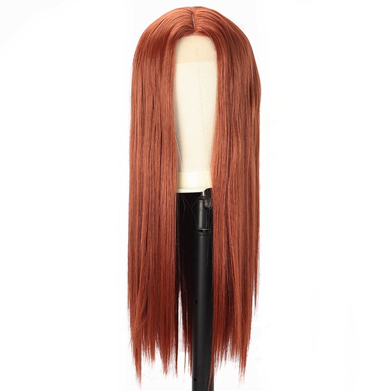 Ginger 350 Small Lace Wig Long Straight Synthetic Wig Glueless Elastic Cap Wig