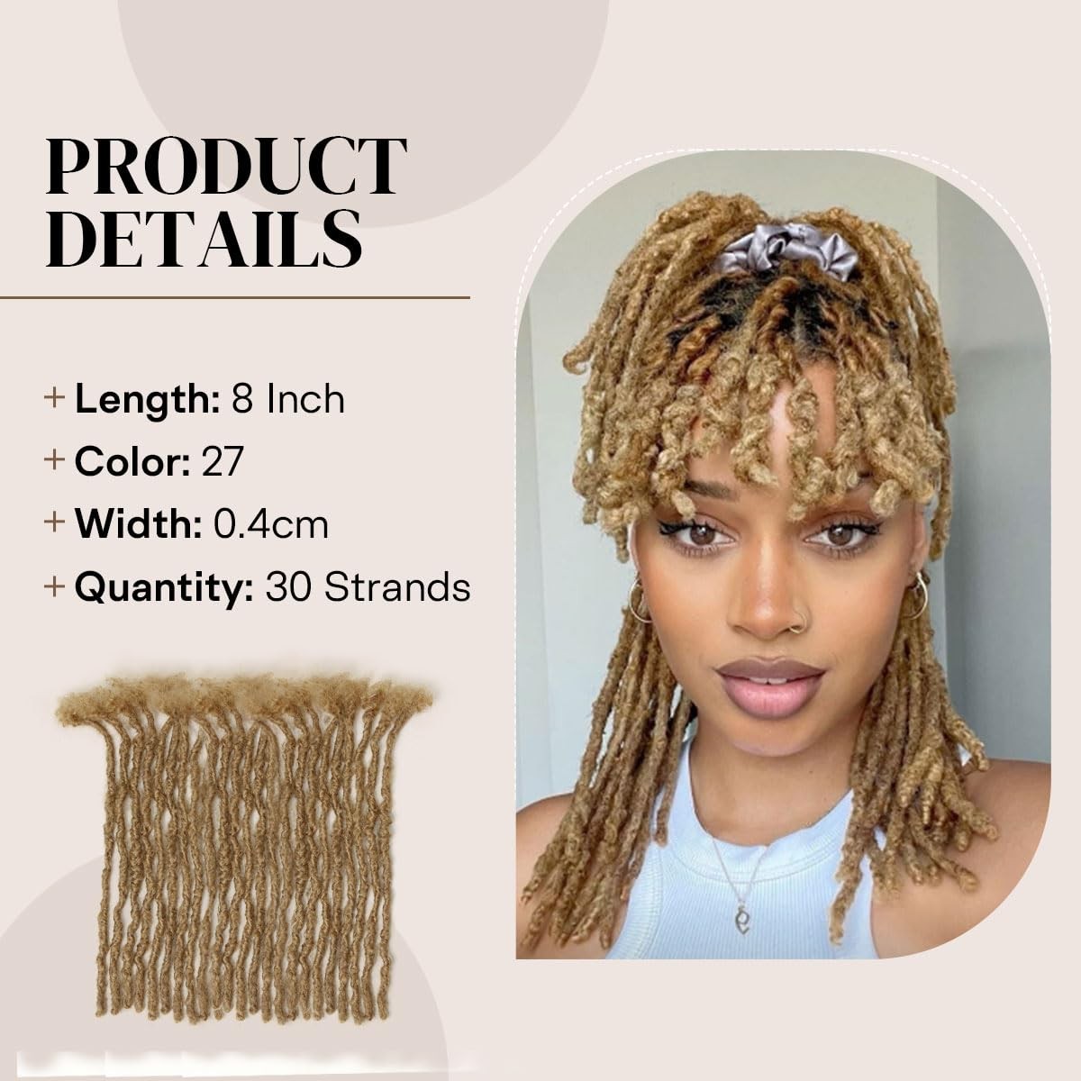 Siphis 8 Inch 30 Stands 0.4Cm Interlocking Loc Extensions Human Hair Dreadlock