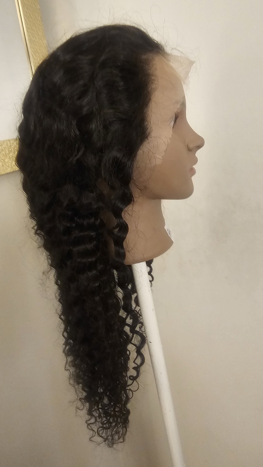 High Quality natural 24 ” water wave 100% Virgin Human Hair Lace closure Wig.