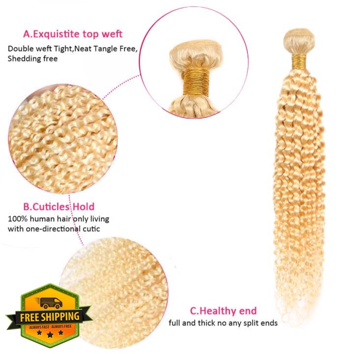 FuivJuix 3 Bundle 14 16 18 Inch #613 Blonde Water Wave Hair