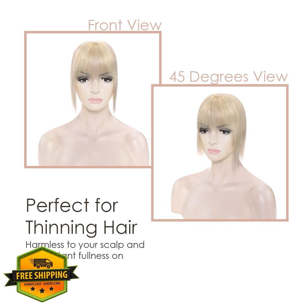 MY-LADY 10in #60 Platinum Blonde Remy Hair Topper Bangs