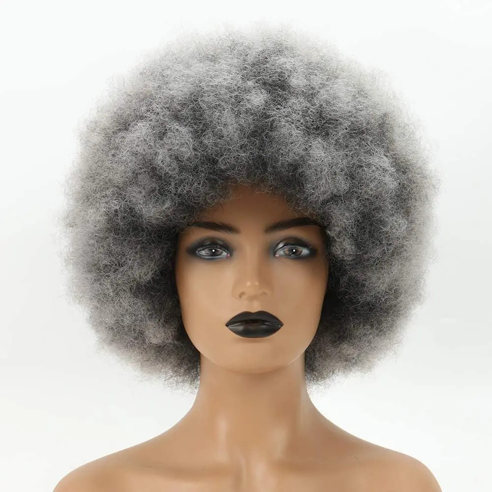 Fluffy Bouncy Afro Puff Wig Short Synthetic Kinky Curly Hairpiece for Women