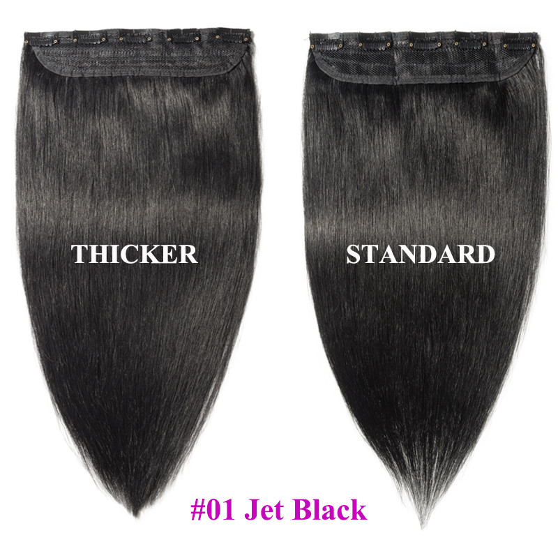 One Piece Thick 100% Real Remy Clip In Human Hair Extensions Weft Long 16″-24″