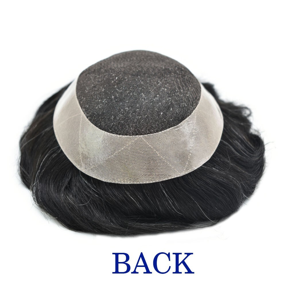 French Lace Mens Toupee Hair System Replacement for Men Poly Pu Around Men Wigs