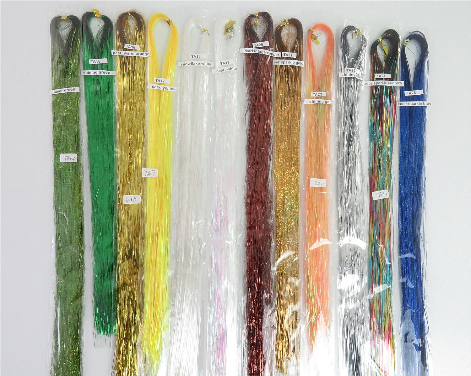 US 600 Strands Holographic Sparkle Woman Hair Glitter Tinsel Extensions Dazzles