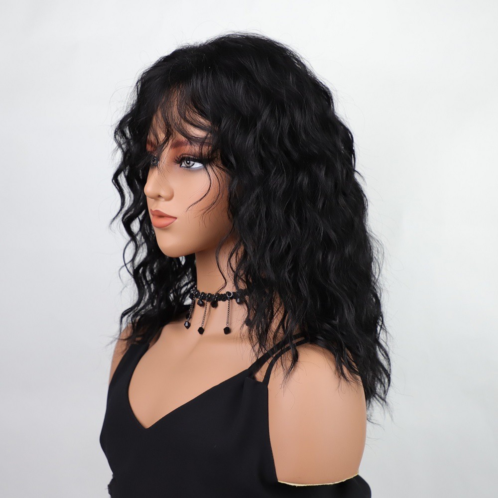 European Style Long Water Wave Wig for Women Heat Resistant Synthetic Fiber