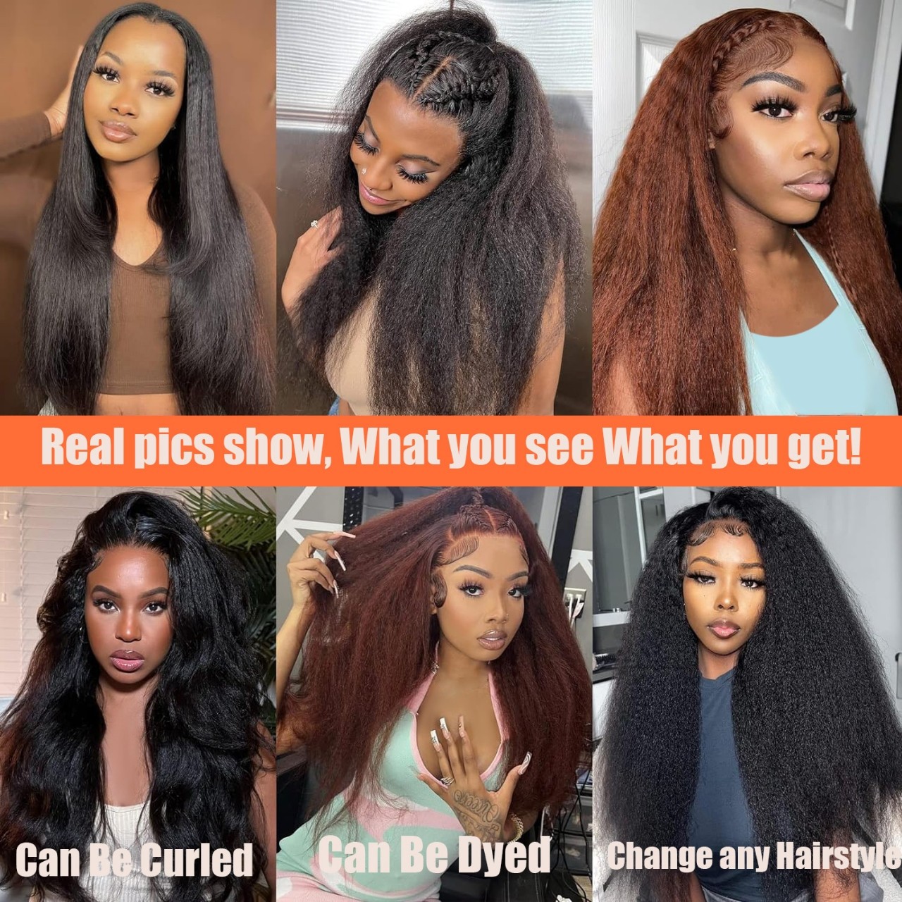 13×4 Kinky Straigh Transparent Lace Natural Color Lace Front Wigs Human Hair