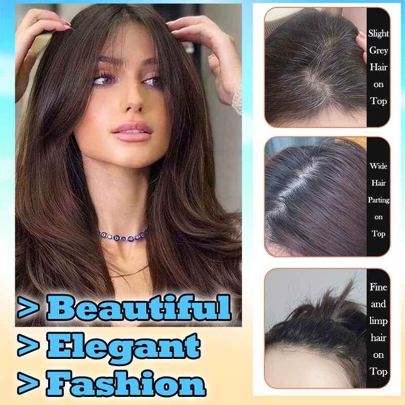 Full Lace Topper Clip in Real Remy Human Hair Toupee 8x10CM Hairpiece Free Part