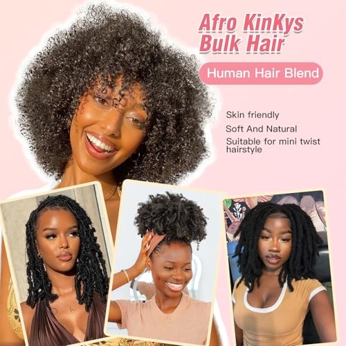 Afro Kinkys Bulk Hair for Twist Braiding, 99J Red 12 Inch 1 pack 99j burgundy