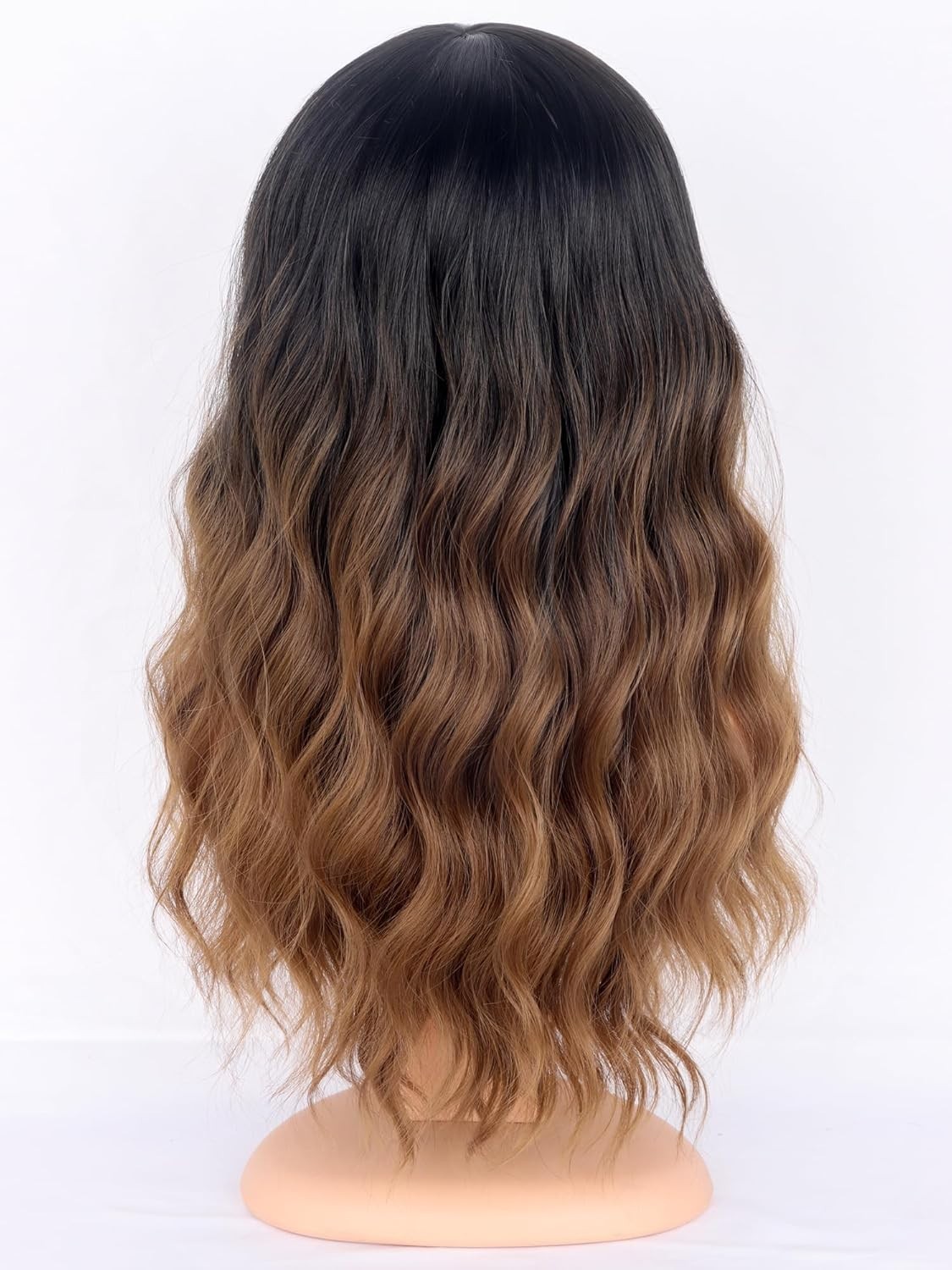 Medium Length Ombre Brown Wavy Wig with Bangs – Perfect for Parties & Daily Use
