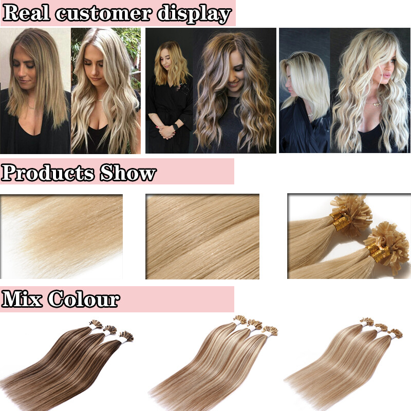 Invisible AAAA+ Pre Bonded Nail U Tip Remy Keratin Human Hair Extensions US 100g