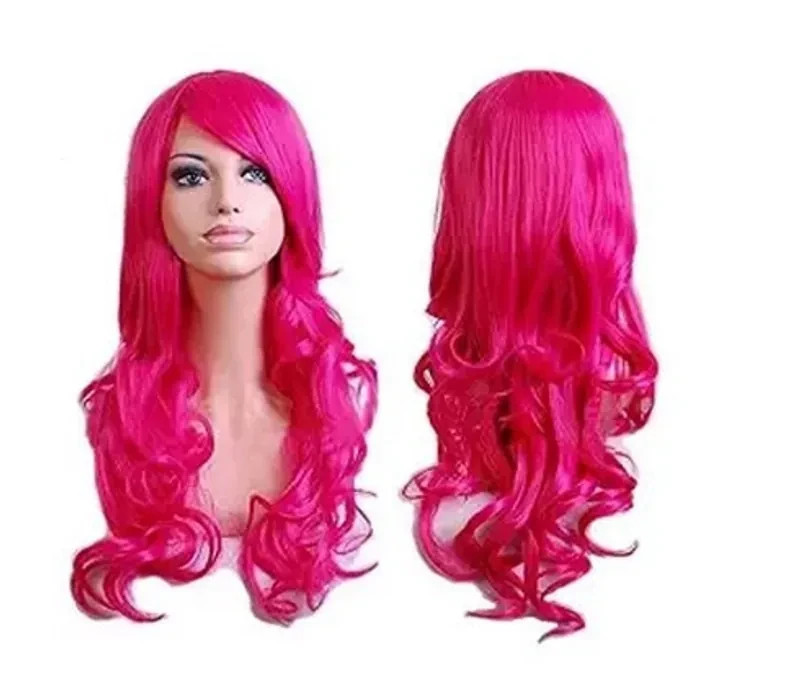 Long Wavy Cosplay or LARP Heat Resistant Synthetic Fiber Wig in Red
