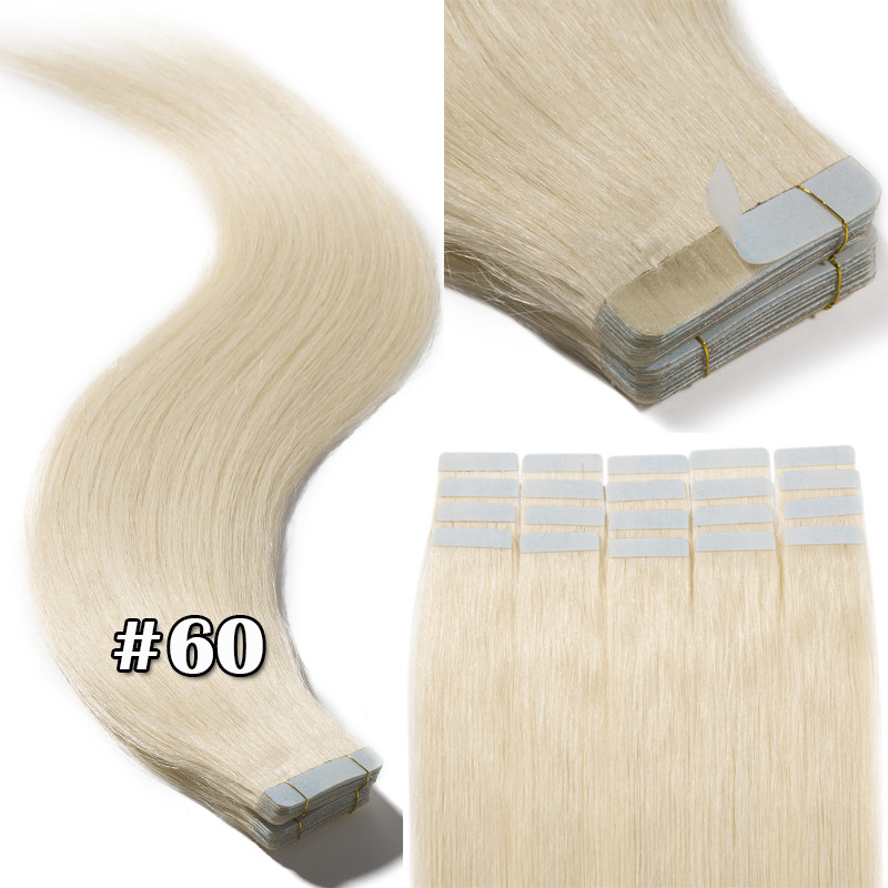 Thick 200g 80pcs Tape In Remy Human Hair Extensions Skin Weft FULL HEAD BLONDE F