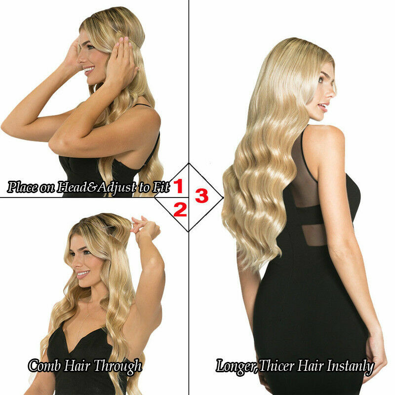 Secret Natural Wire in Hair Extensions Hidden Head Band One Piece Thick as Human