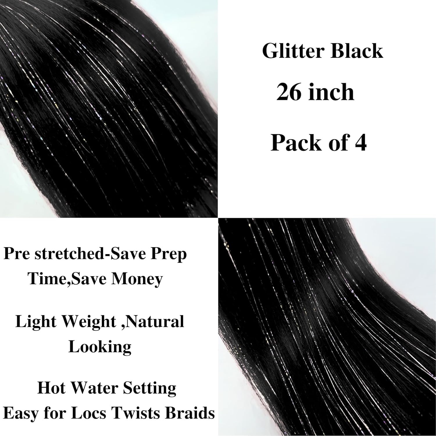 Lightweight Glitter Pre-stretched Hair
