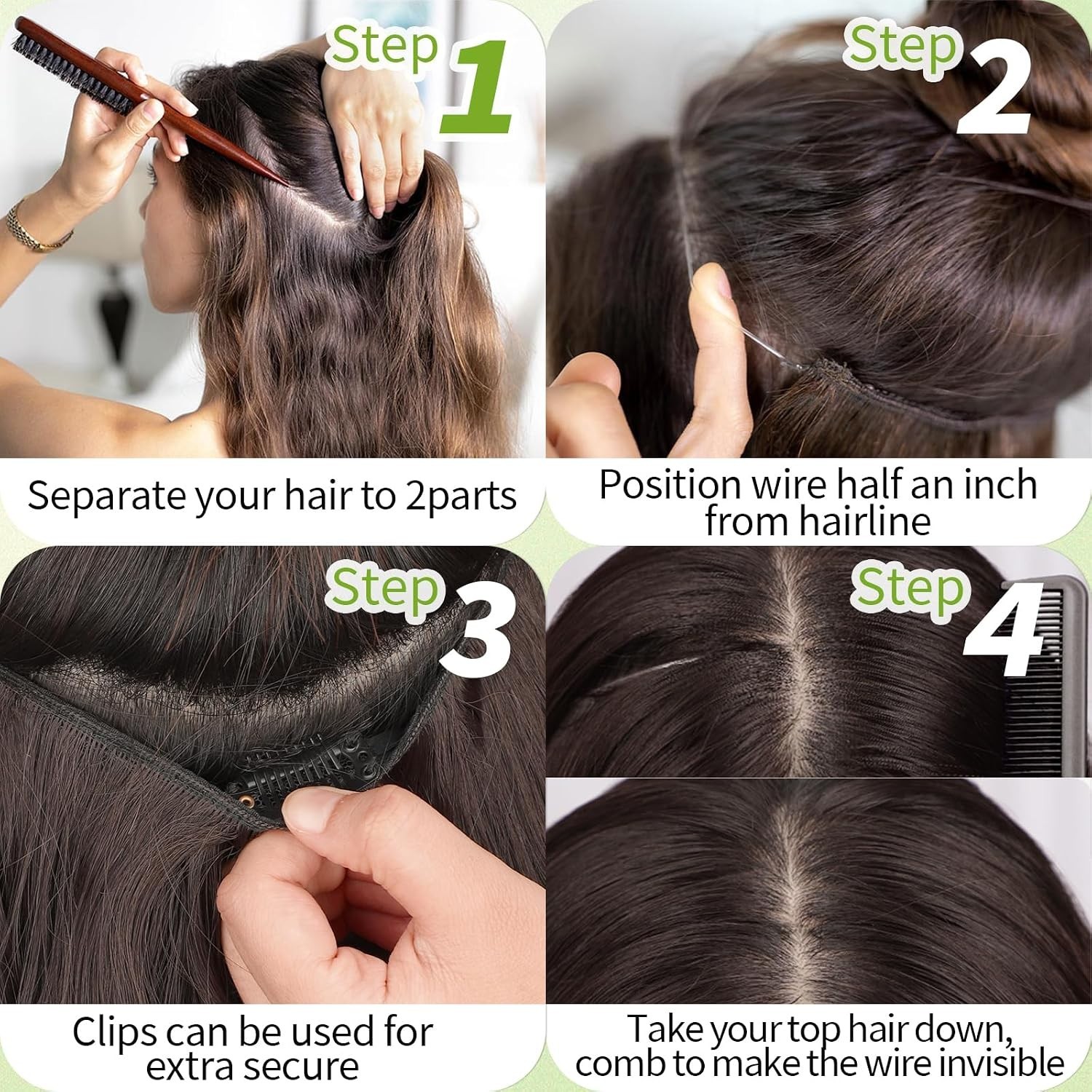 Invisible Wire Hair Extensions Rich Dark Brown 12 Inch