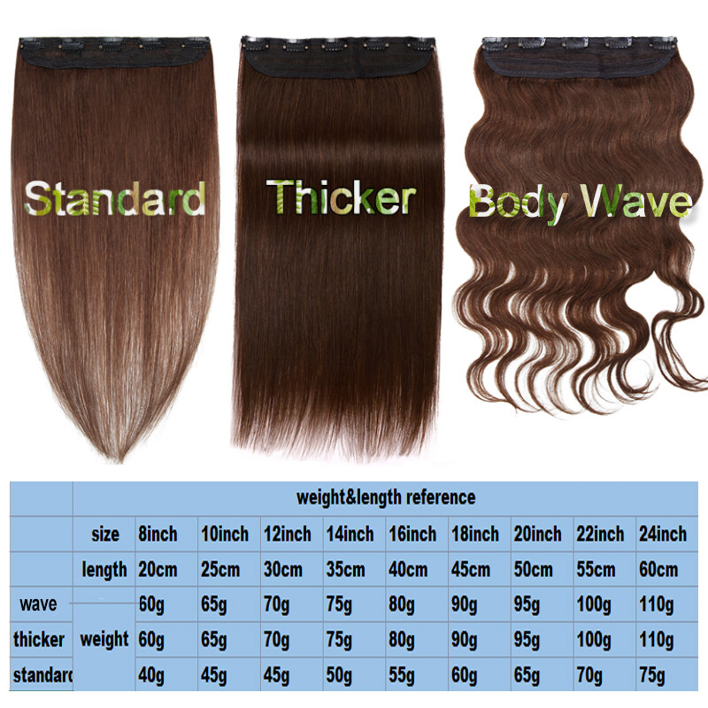 Thick 100% Real Remy Human Hair Extensions Clip In One Piece Half Head 8”-24”