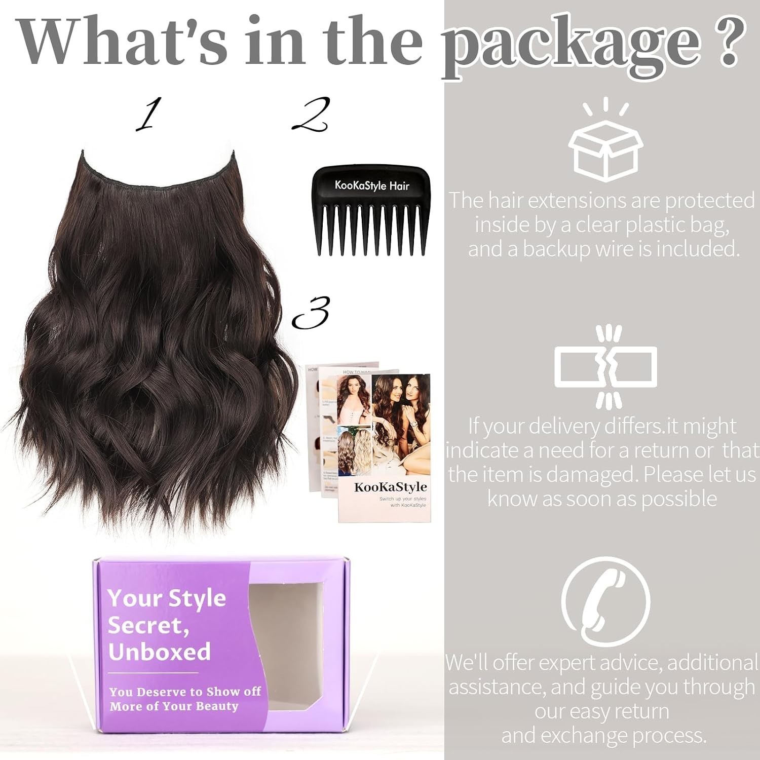 Invisible Wire Hair Extensions Rich Dark Brown 12 Inch
