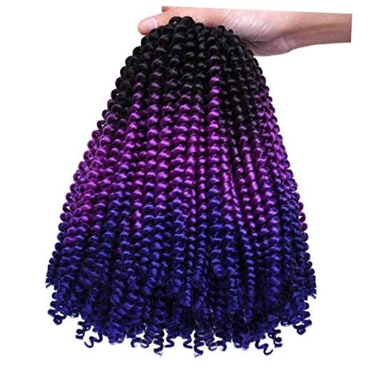 2 Pack Spring Twist Ombre Colors Bomb Twist Crochet T1B/Purple/Blue (2 packs)
