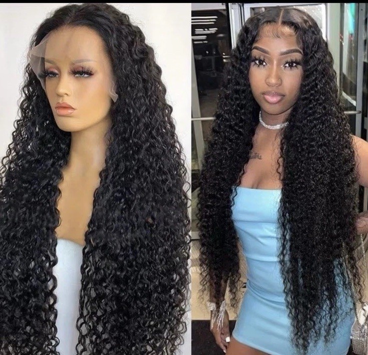 Curly Black Lace Front Wig 20in 13*4 Adjustable Straps for Women