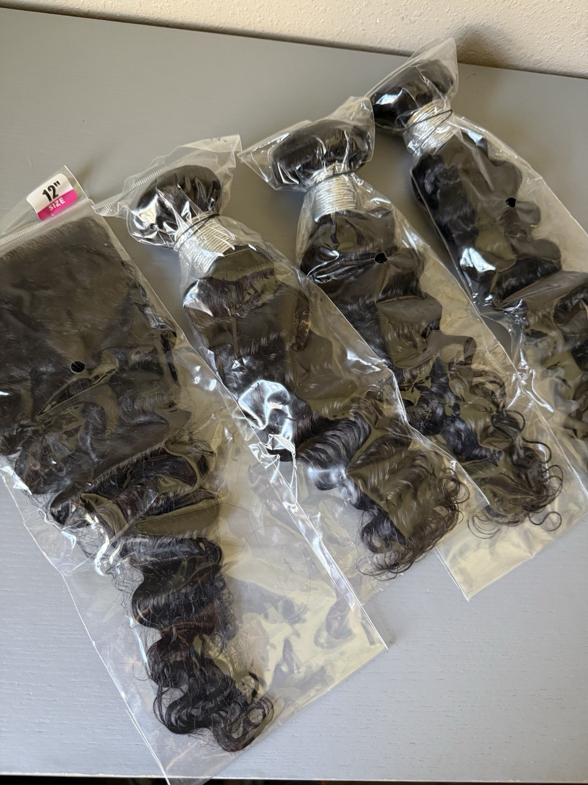 100% Virgin Human Hair Extensions 3 Bundle with closure 14”16”18+12 Deep wave