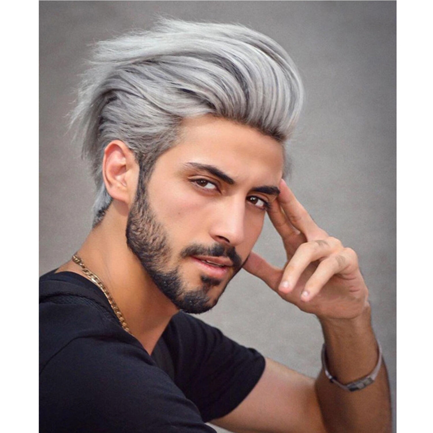 Men’s 10in Short Straight Gray Wig Heat Resistant Synthetic Full Cosplay Party