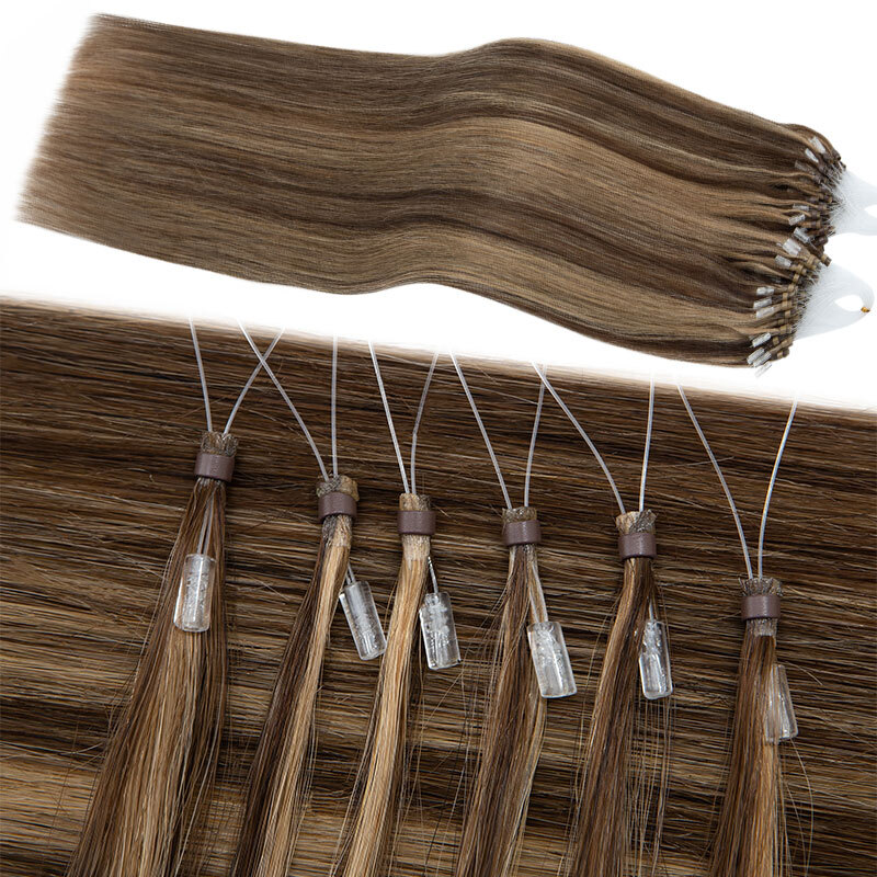 Brown 100% Human Hair Micro Ring Tip Loop Beads Remy Hair Extensions 1g/s Black