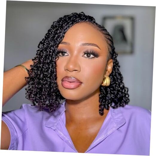 Human Hair Yanky Twist -10 Inch (40 strands) Pre-looped 10 Inch (Pack of 1) 1B