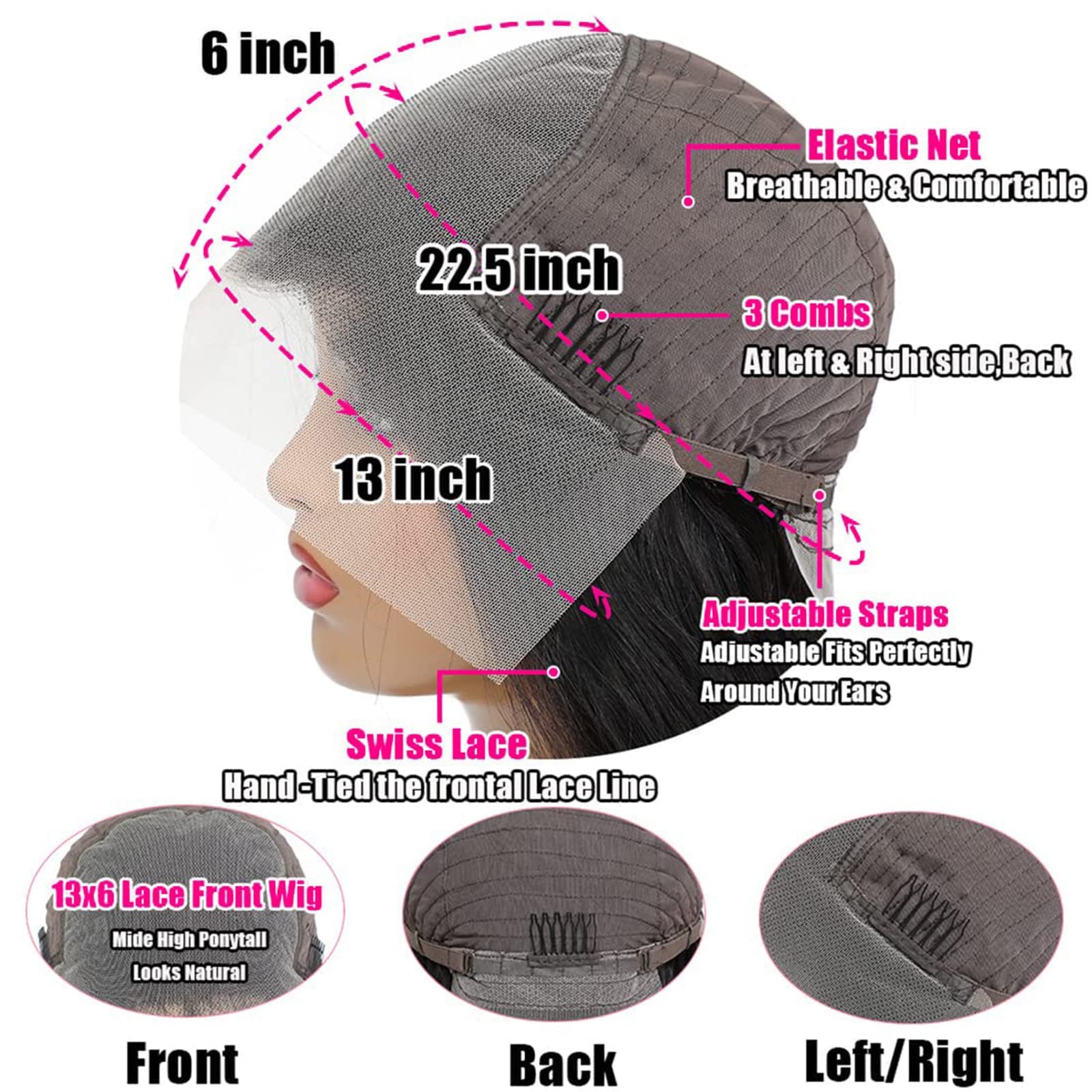 13×6 Lace Front Wigs Human Hair Pre Plucked 180 Density 26 Inch HD Body Wave …