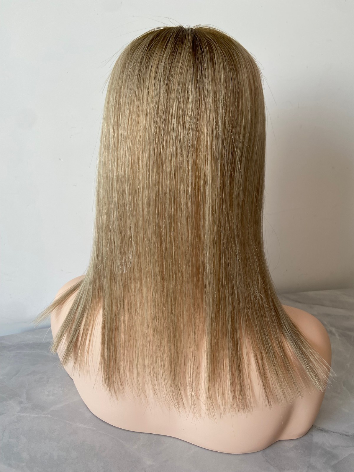 100% HUMAN RUSSIAN HAIR 5″x5″TOPPER DARK BLONDE OMBRE HAIRPIECE HIGHLIGHTS