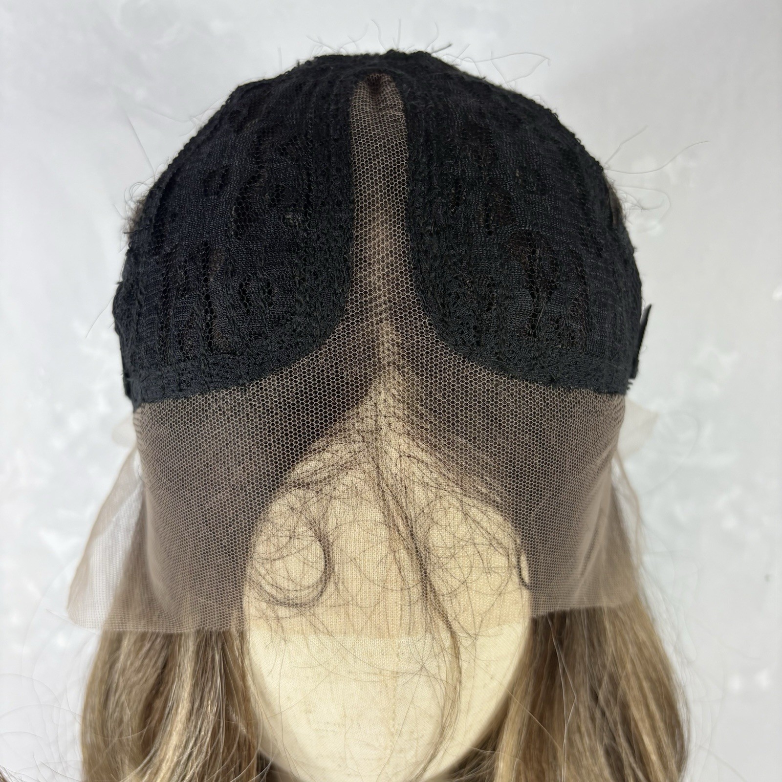 Daily wear WIG! 25” Long Brown with highlights Human Hair blend, Front Lace