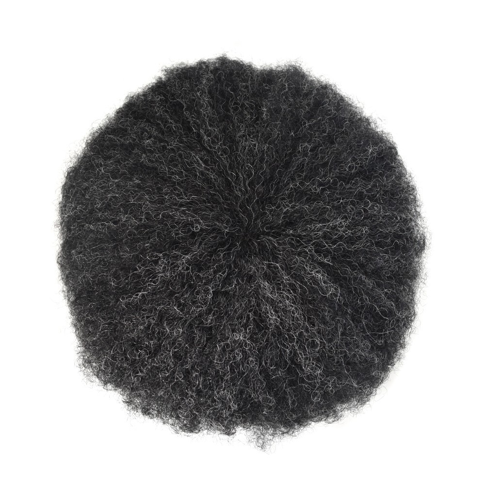 Hair Units for Black Men Full PU Thin Skin Afro Curly Toupee Hairpiece