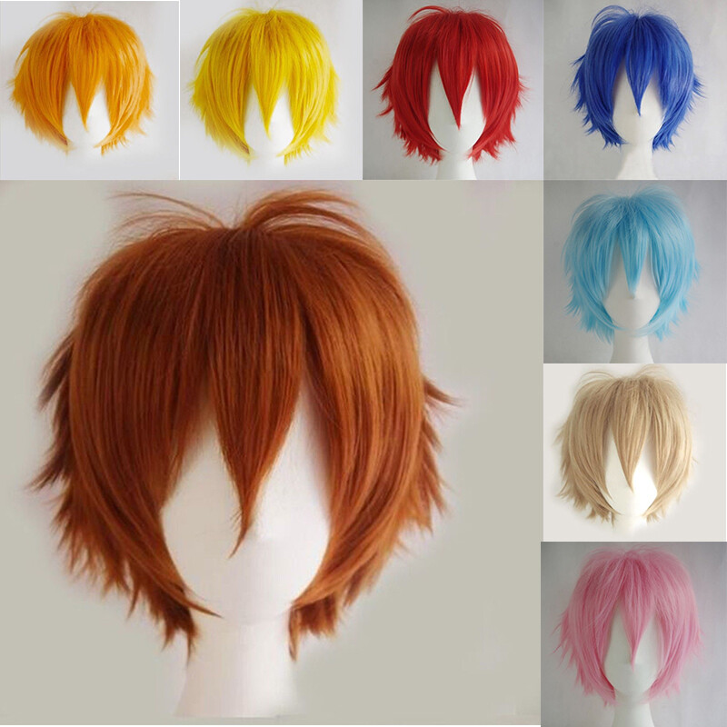 Multi Color Short Straight Hair Wig Anime Party Cosplay Full Hot sell Wigs Orang