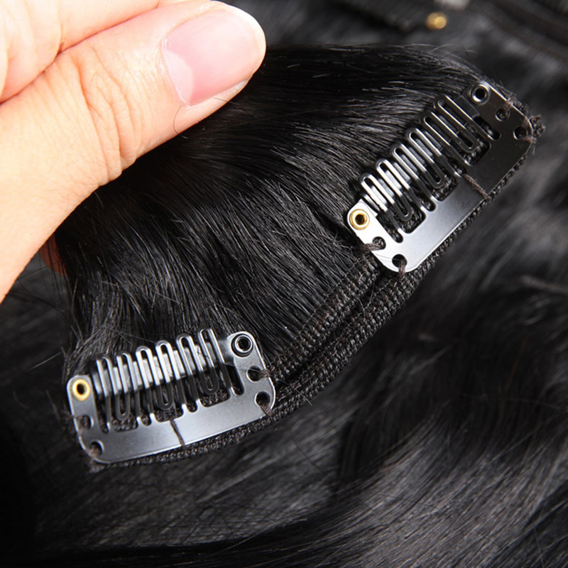 Deluxe THICK Clip in Remy Human Hair Extensions Black Brown Blonde Full Head US