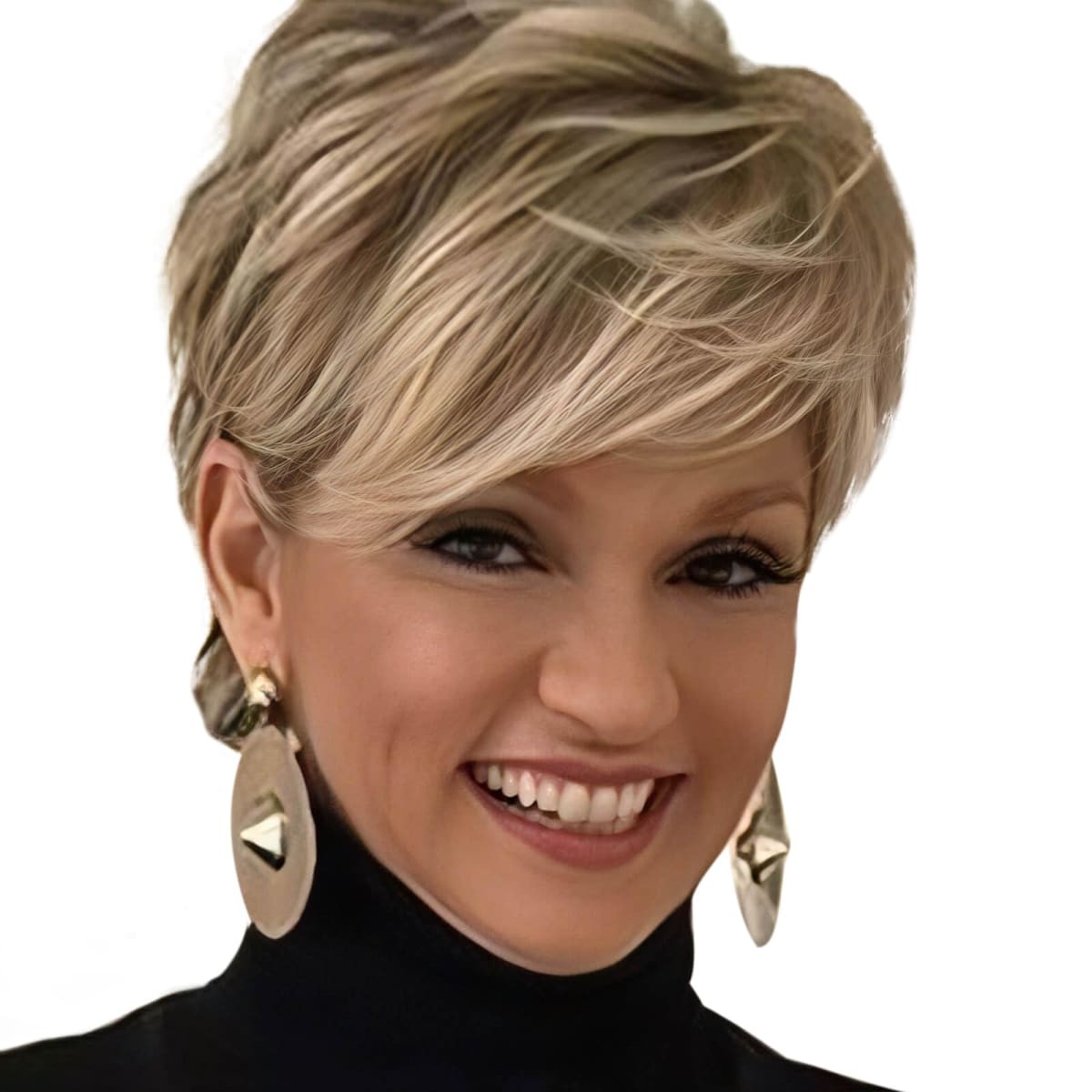 QUEENTAS Pixie Layered Short Blonde Wigs for White Black Women Synthetic Hair