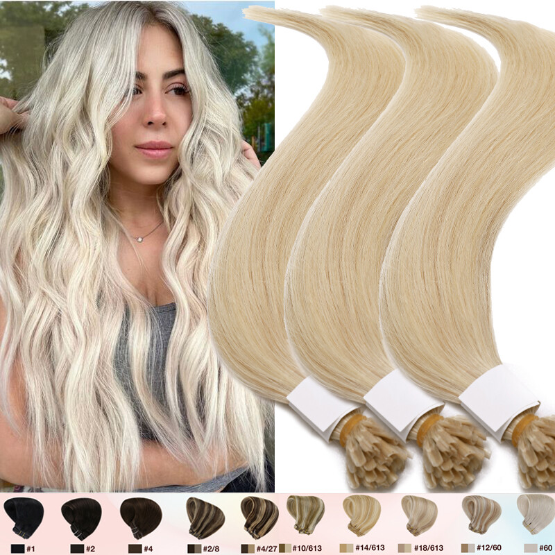 AAAA+ Keratin Pre Bonded Nail U Tip Human Hair Extensions 100S 100g Blonde USps