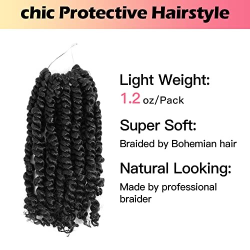 6 Inch Passion Twist Hair Pre-twisted 8 6 Inch (Pack of 8) 1B/Natural Black