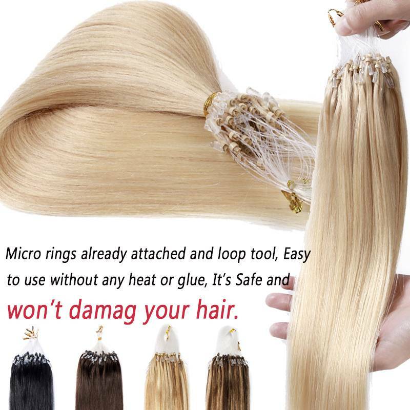 1G/S Micro Beads Link Micro Loop Ring Tip 100% Real Remy Human Hair Extensions