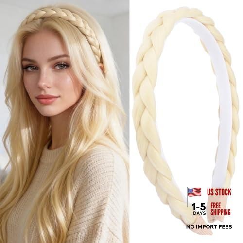 Thin-light blonde Synthetic Hair Braid 0.6″ Narrow Headband Braid