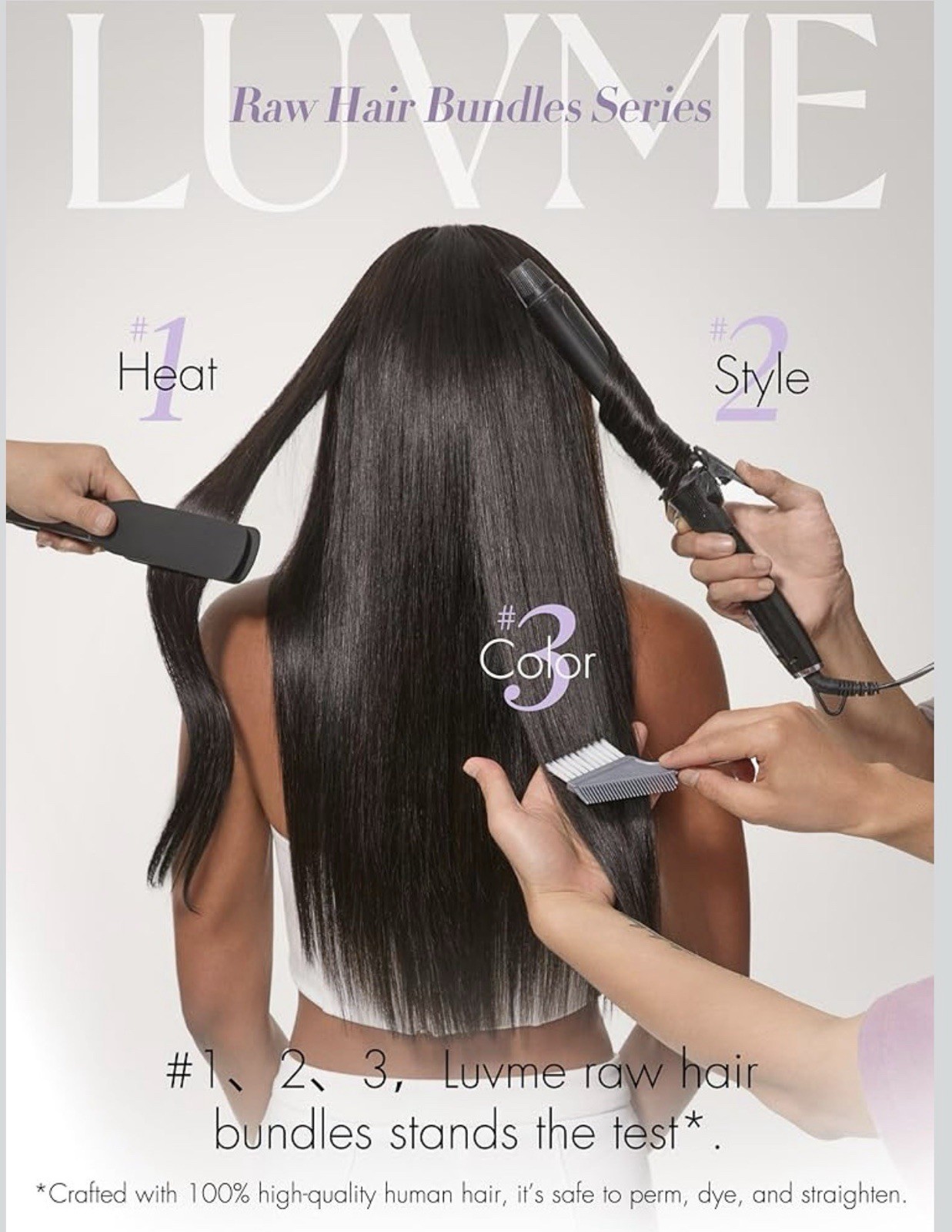 LUVME Human Hair Bundle 16 Inch Straight, 100% Virgin Unprocessed 15A Grade