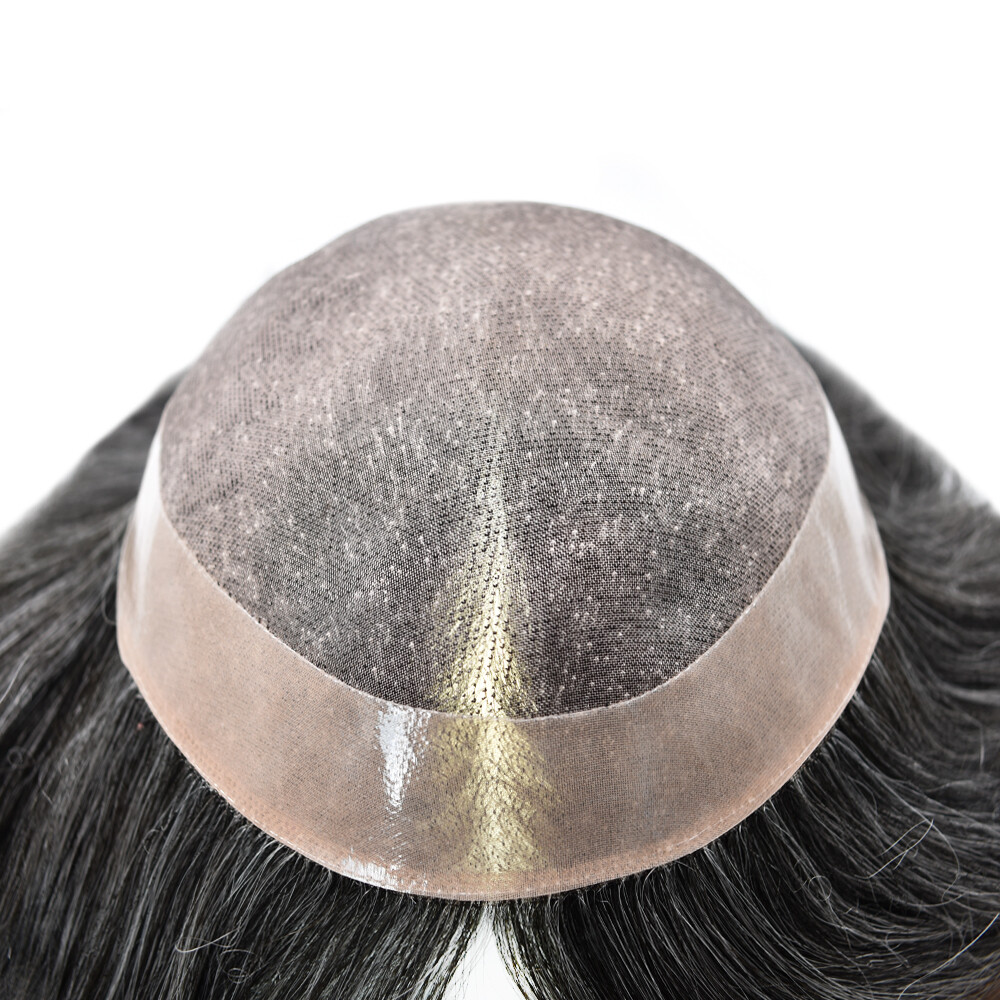 Mens Toupee Hairpiece Fine Mono Hair System Replacements Poly Skin Pu Mens Wigs