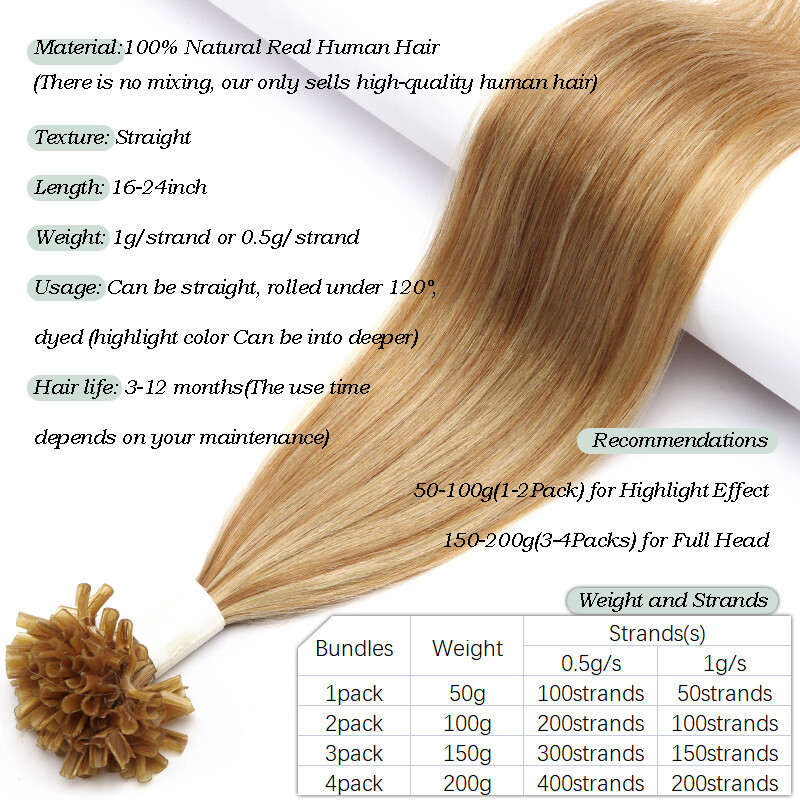 CLEARANCE Nail U Tip Hair Extensions Real Remy Human Hair Ktip Fusion Pre Bonded