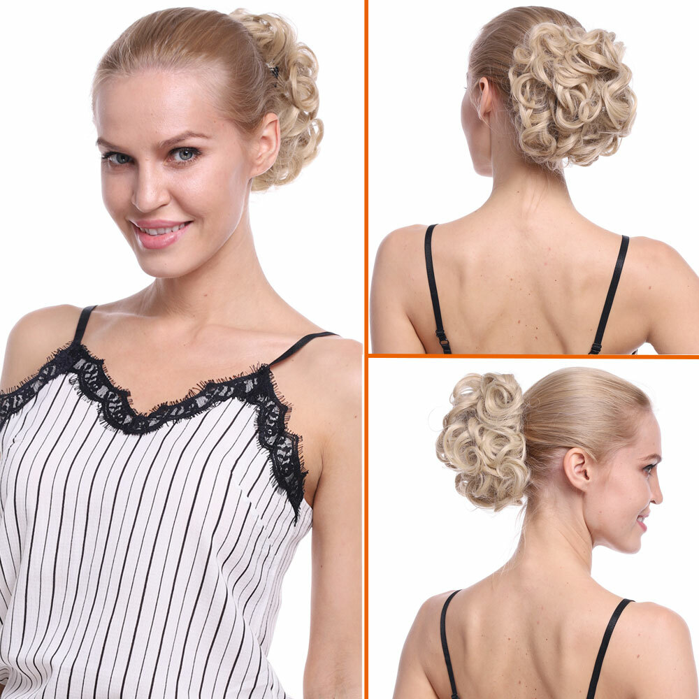 Curly Messy Bun Combs Chignon Scrunchie Updo Cover Hair Extensions as human HYT1