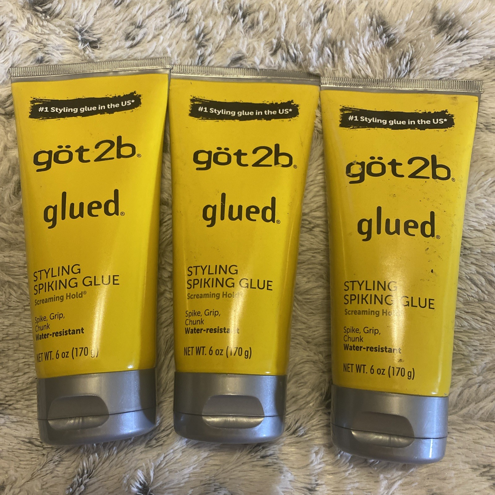 3PK Got2b Glued Styling Spiking Glue ~ Water Resistant ~ 6 FL OZ EA ~ FAST SHIP
